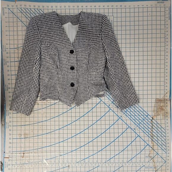 David Hayes‎ Vintage 60s Houndstooth 4 Piece Pleated Maxi Skirt set Outfit Suit - Picture 8 of 16